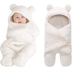 XMWealthy Plush newborn baby swaddle blanket (0-6 mon)- white